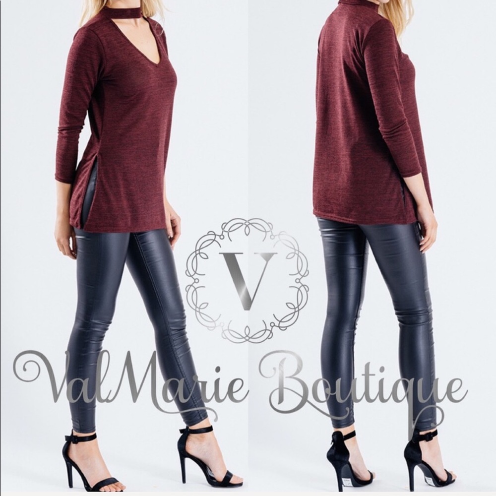 Burgundy choker top - Picture 3 of 3
